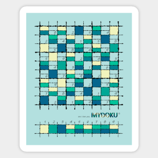 Mydoku_006_H001_002_F: Sudoku, Sudoku coloring, logic, logic puzzle, holiday puzzle, fun, away from screen Sticker